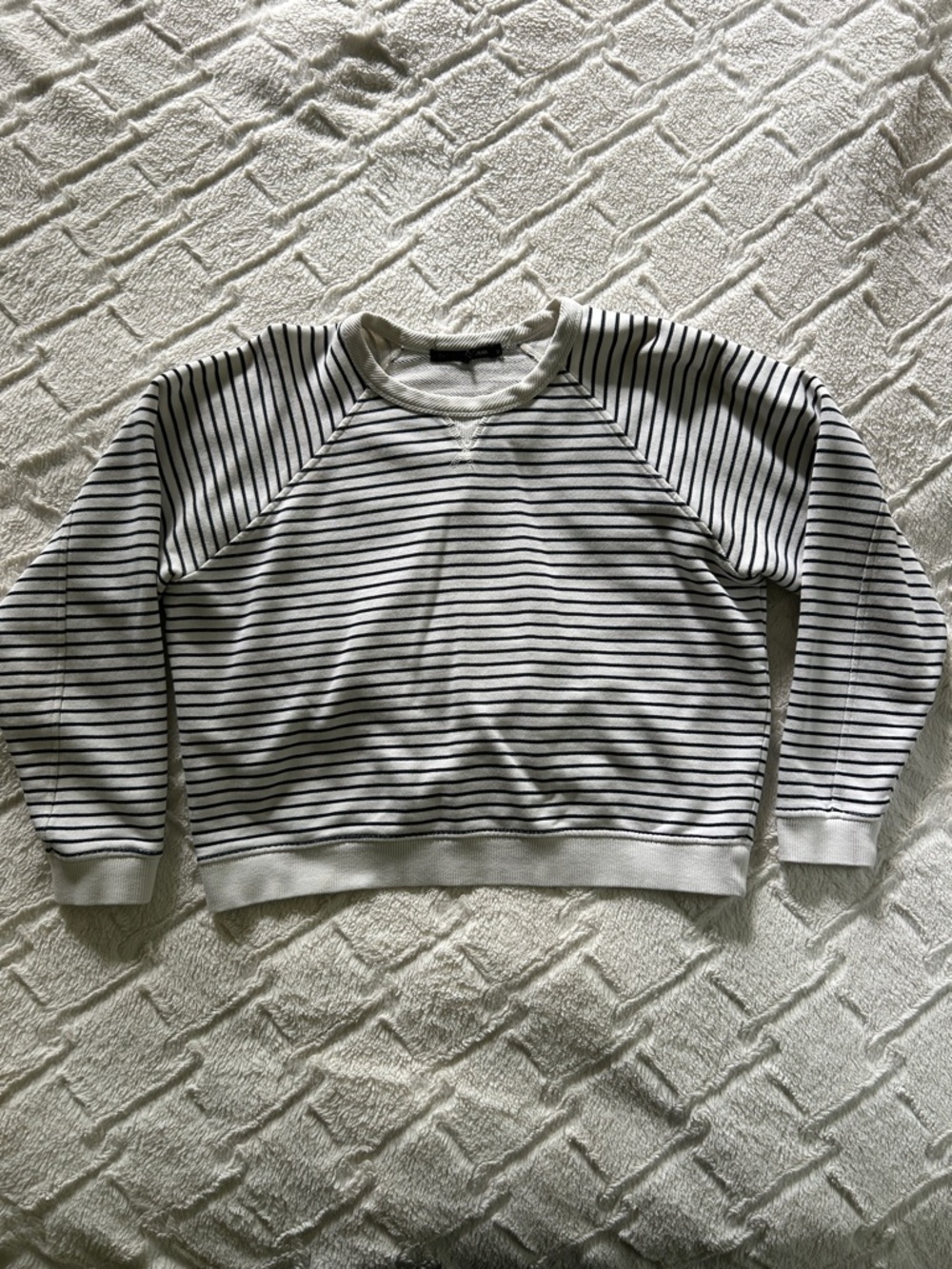 rag & bone White Crewneck with Navy Stripes